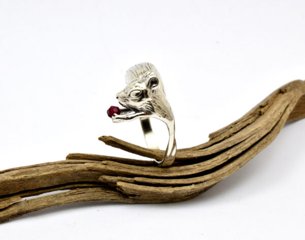Sterling silver squirrel wrap ring
