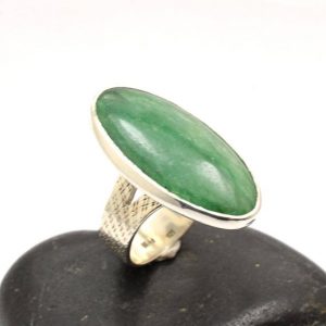 Large Jade ring, sterling silver