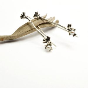 silver long twig earrings