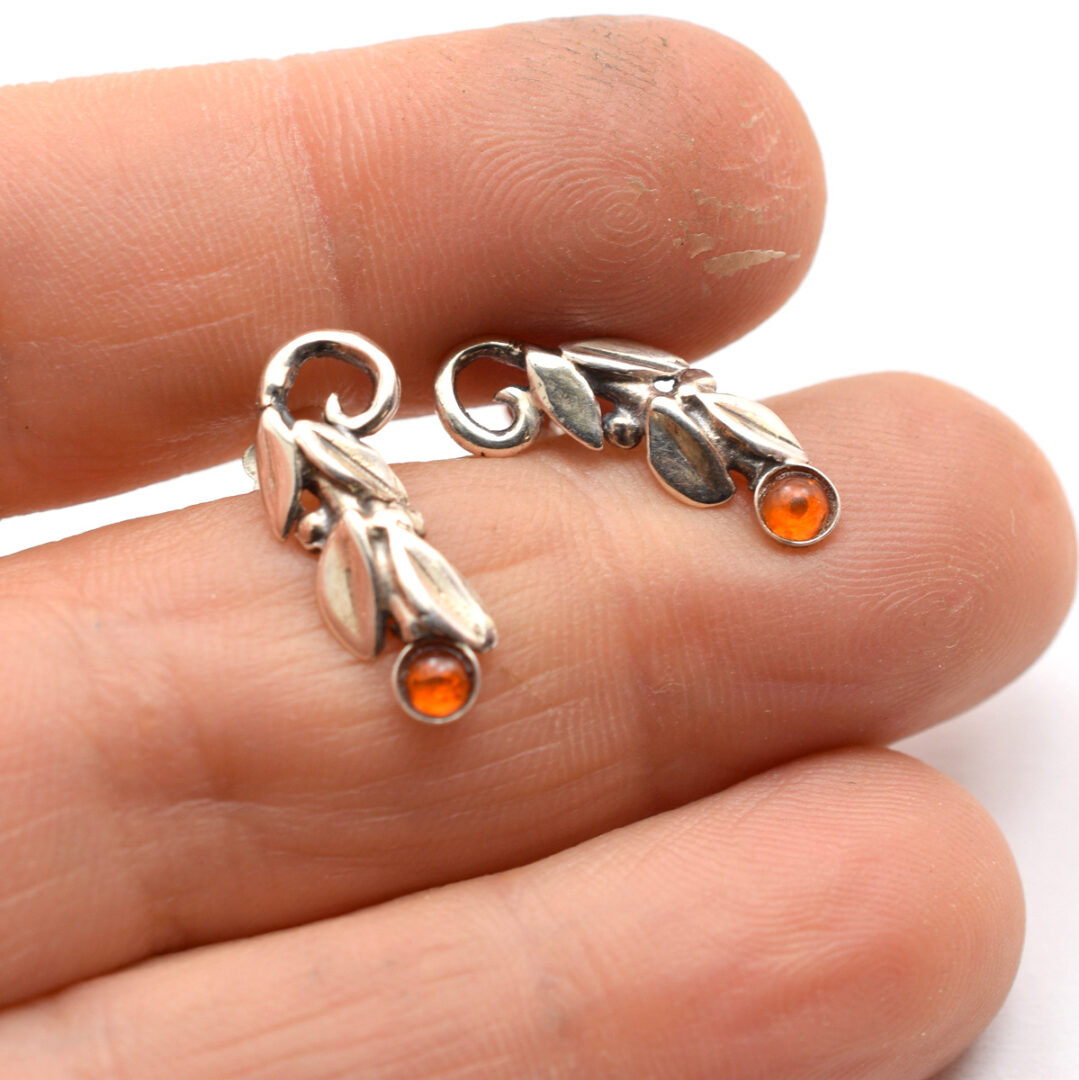 silver twig earrings olive leaves