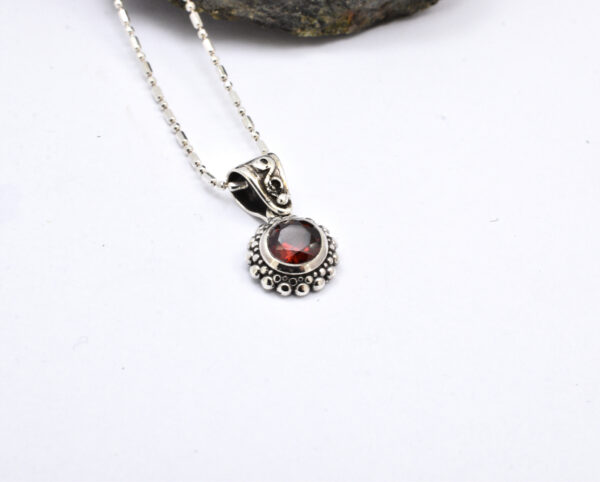 Sterling silver small garnet pendant
