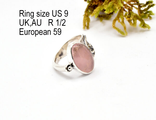 rose quartz ring sterling silver oval pink gemstone