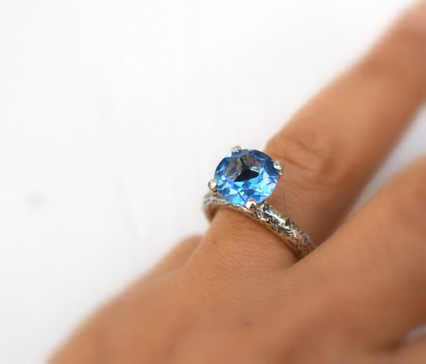 Statement blue topaz ring in sterling silver