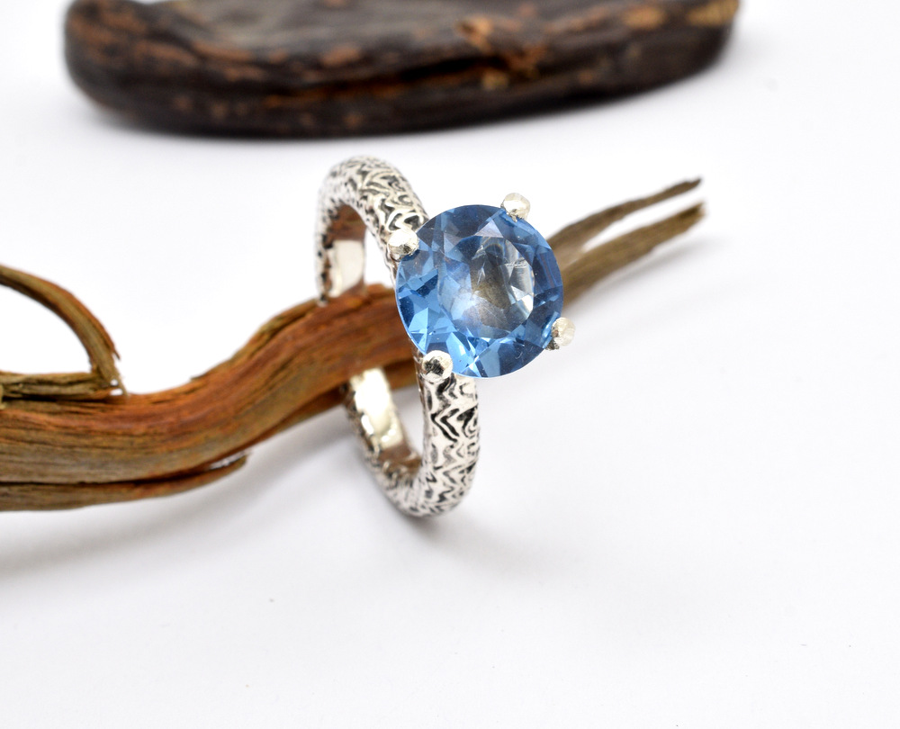 Statement blue topaz ring in sterling silver