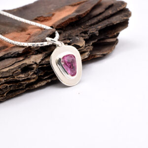 Pink tourmaline necklace in sterling silver