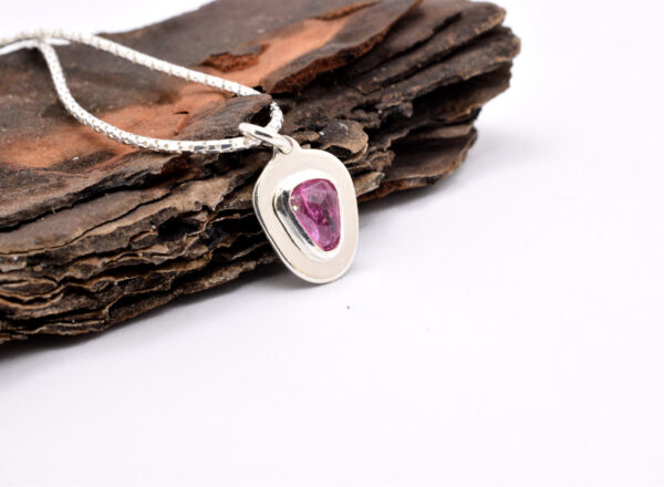Pink tourmaline necklace in sterling silver