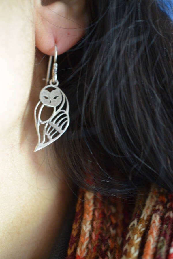 Sterling silver owl earrings dangle