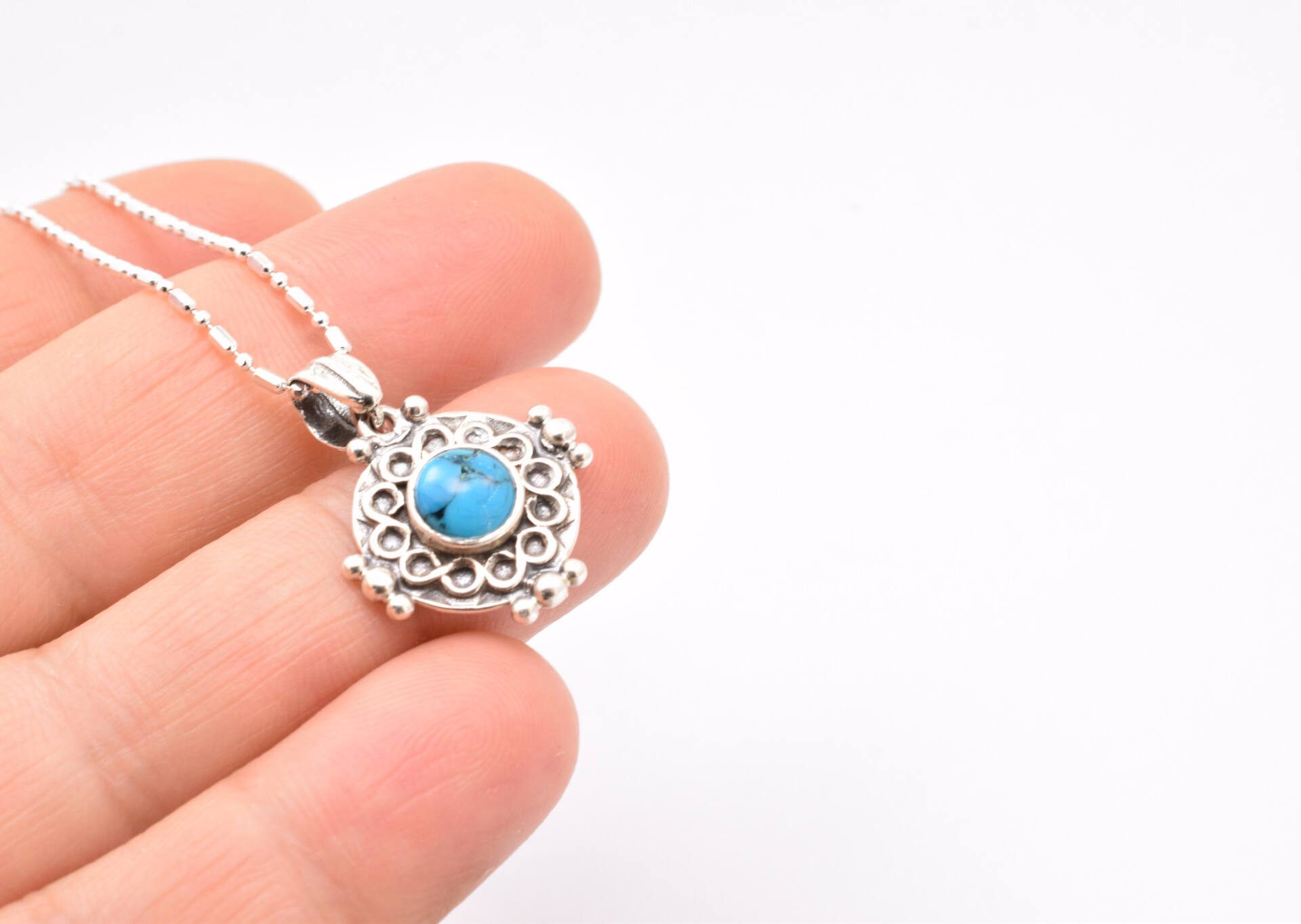 ασημενιο τυρκουαζ μενταγιον