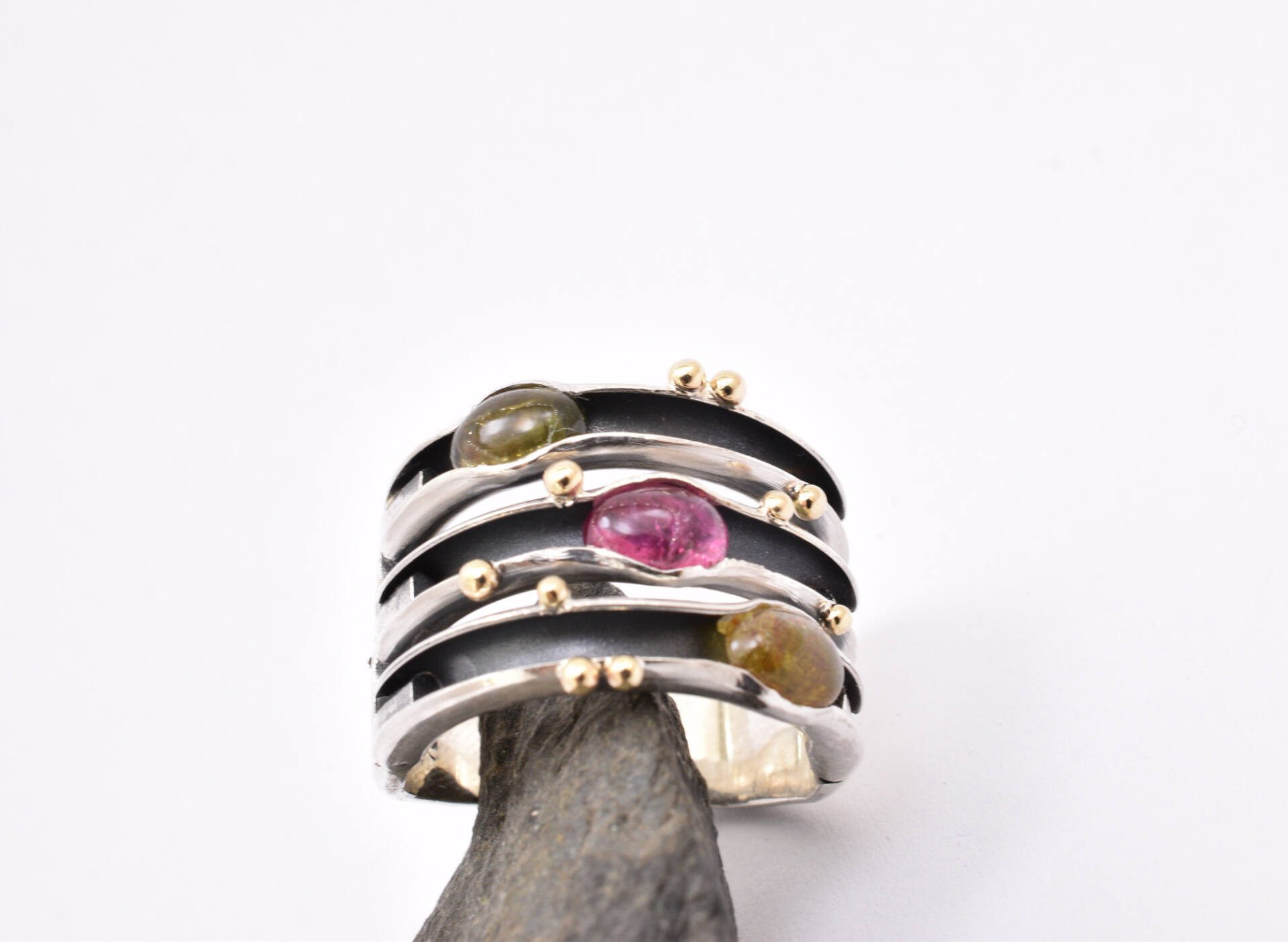Tourmaline ring from sterling silver and gold