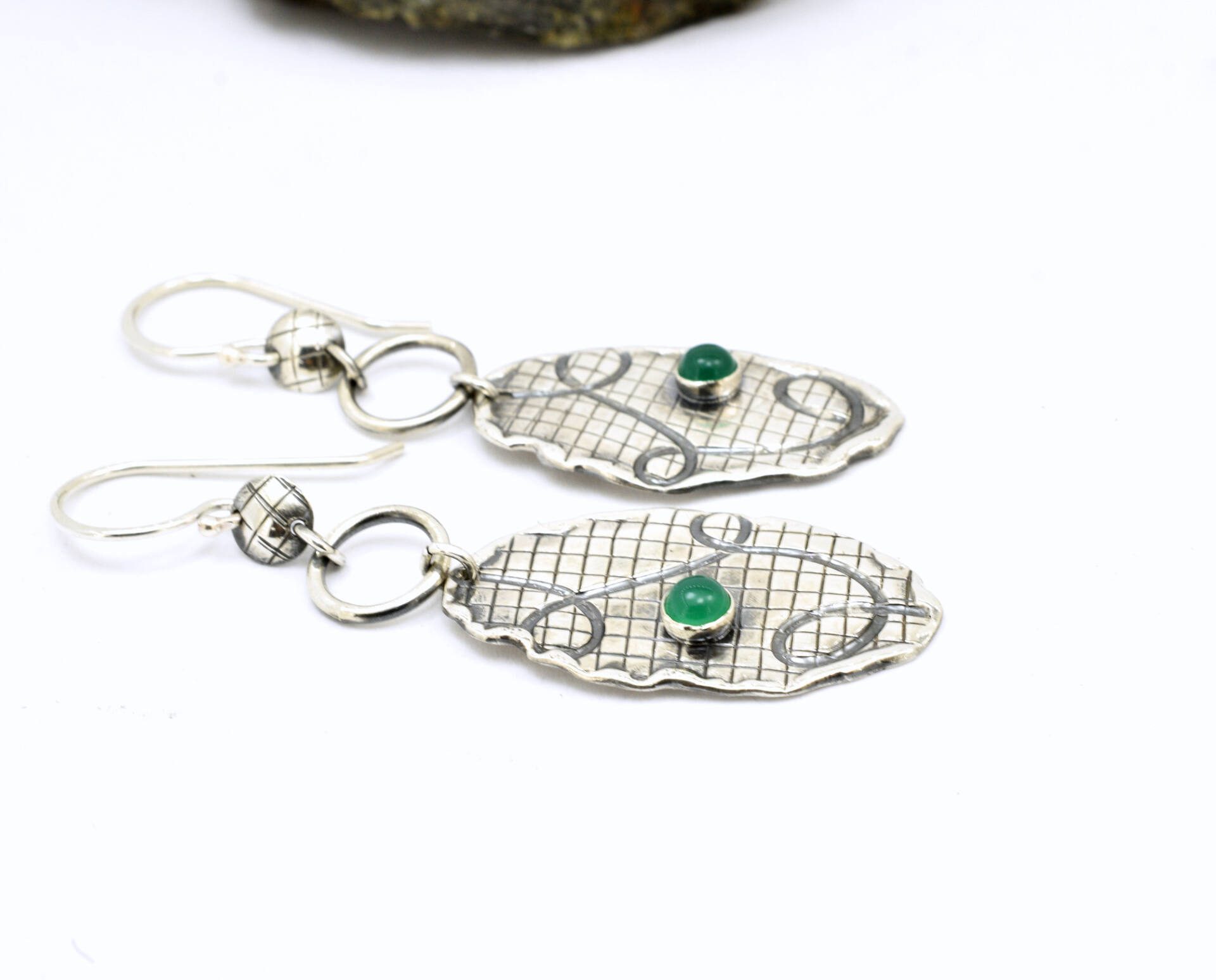 Green onyx earrings from sterling silver