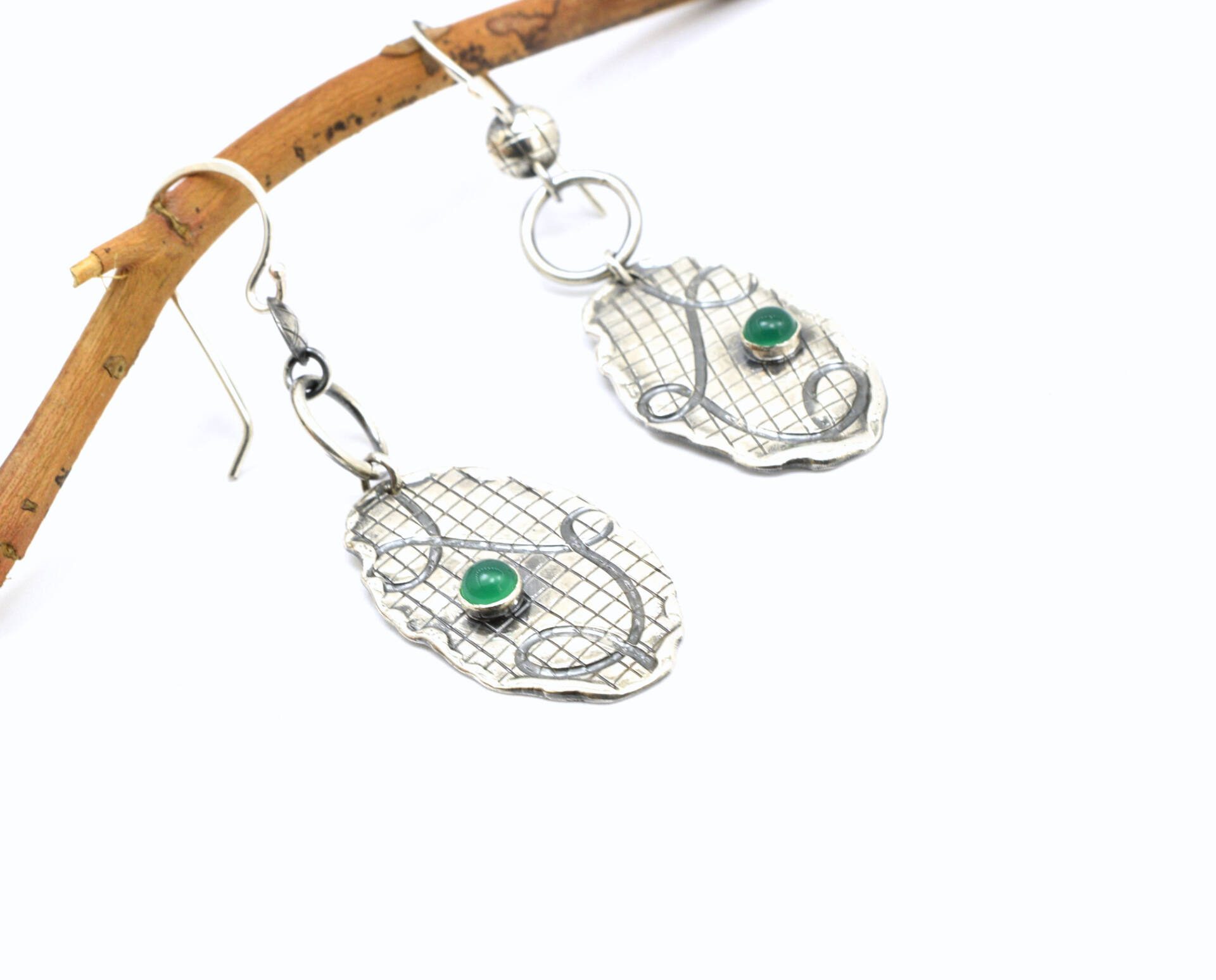 Green onyx earrings from sterling silver