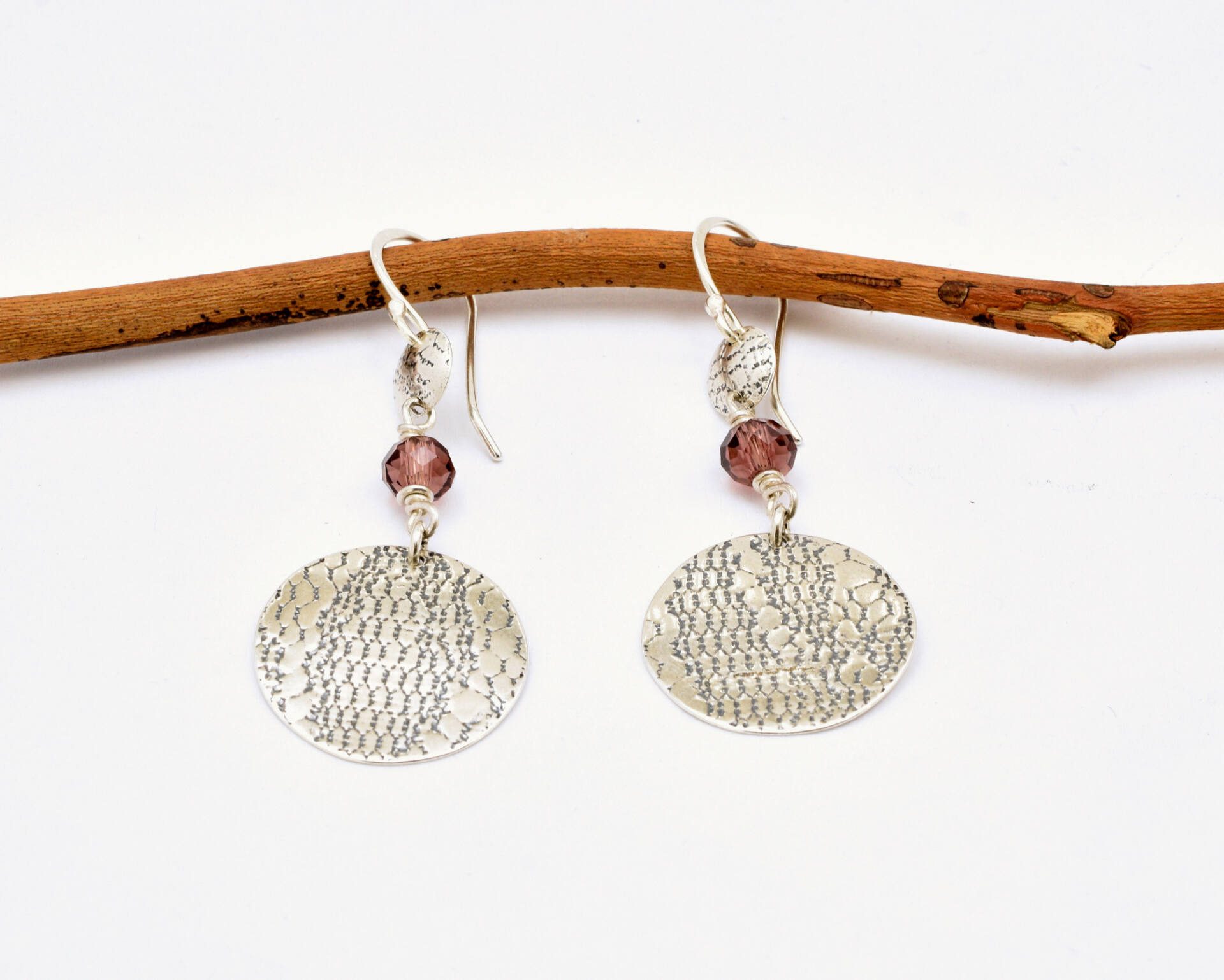 textured earrings from sterling silver