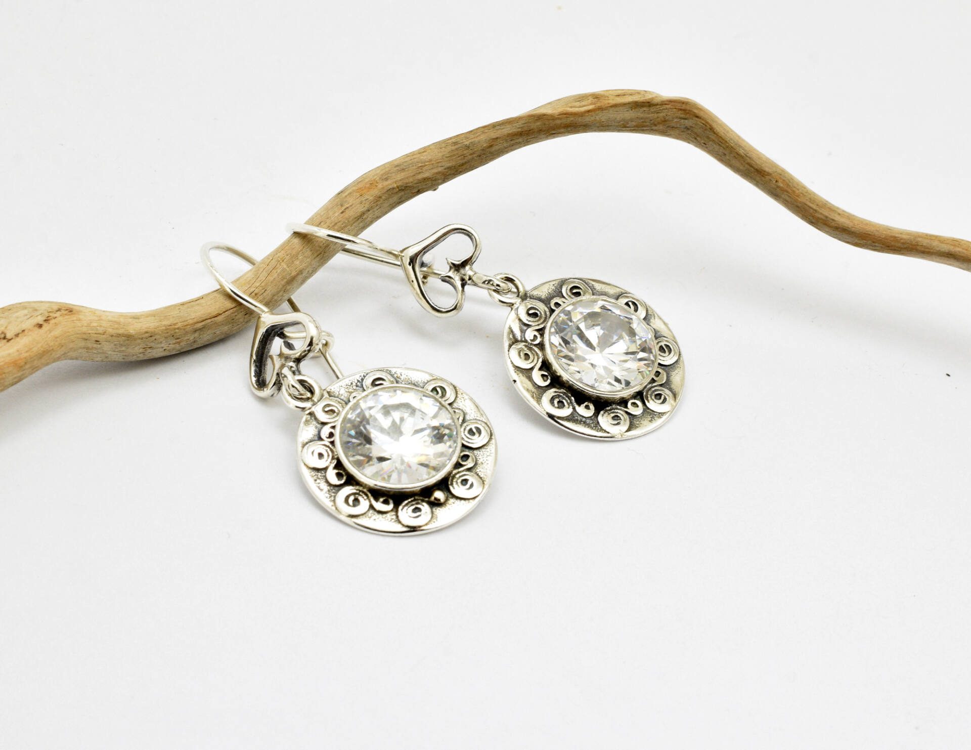 dangle sterling silver earrings cubic zirconia