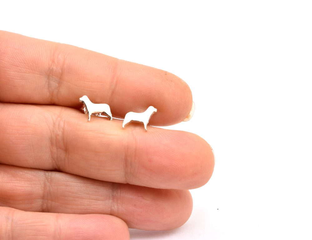 Sterling silver small and cute dog studs post earrings.