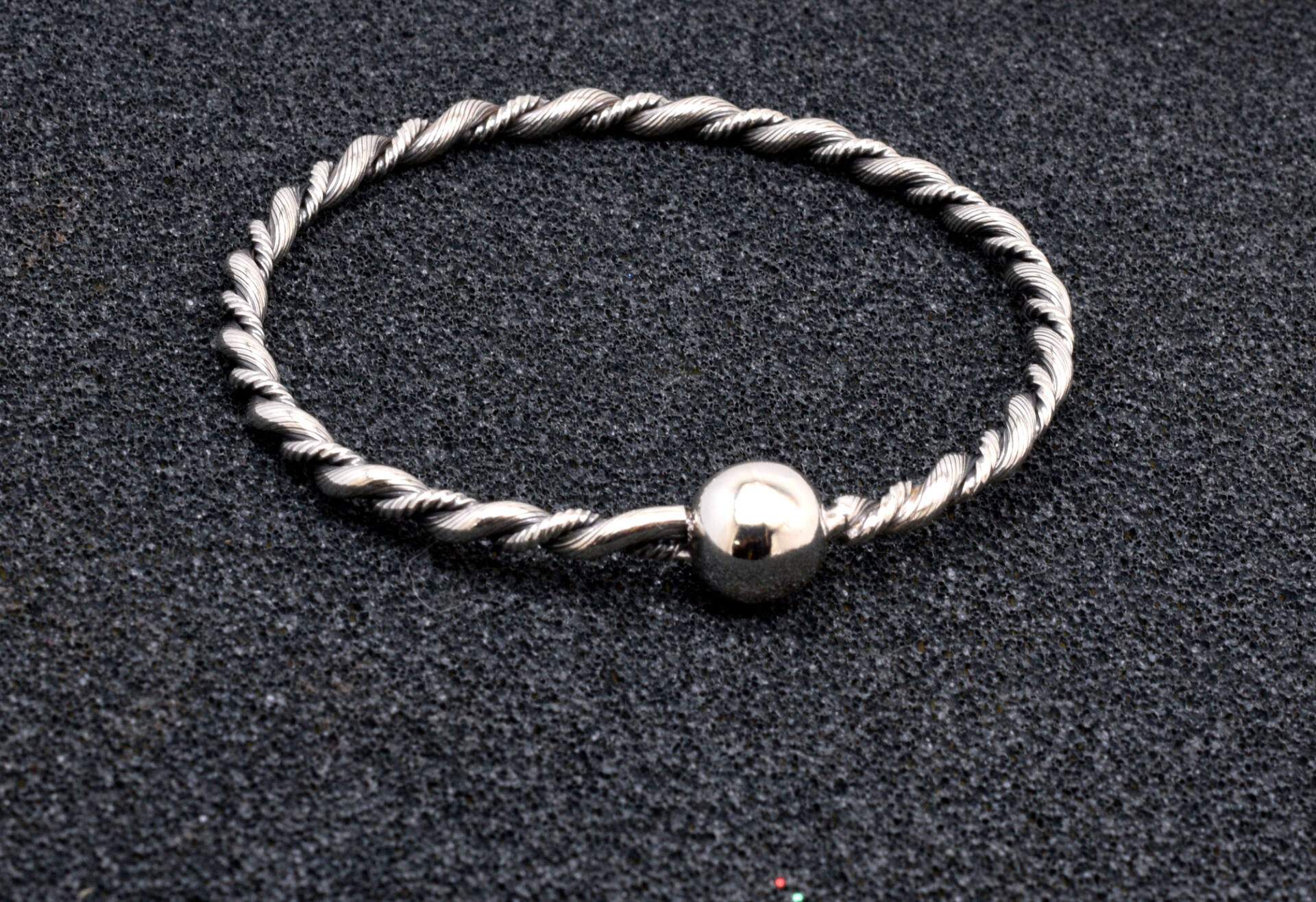 Sterling silver bangle with ball clasp
