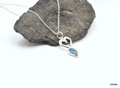 ασημένια καρδιά με οπαλ Heart from silver with blue opal