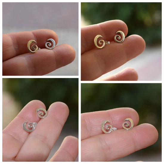 Spiral studs sterling silver earrings - casual helix jewelry for everyday