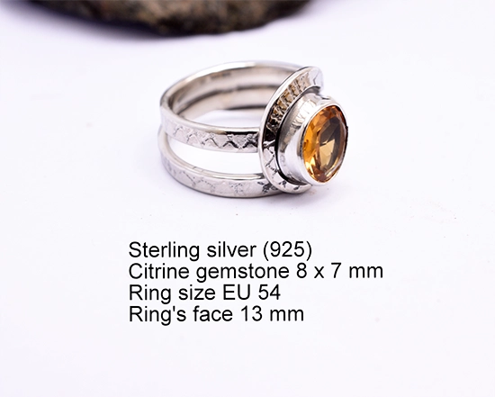 Handmade Sterling Silver Citrine Ring with 14K Gold Accent - Modern Artisan Design