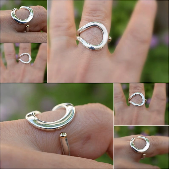 sculptural ring silver and gold